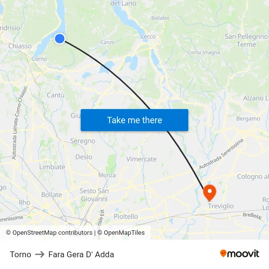 Torno to Fara Gera D' Adda map