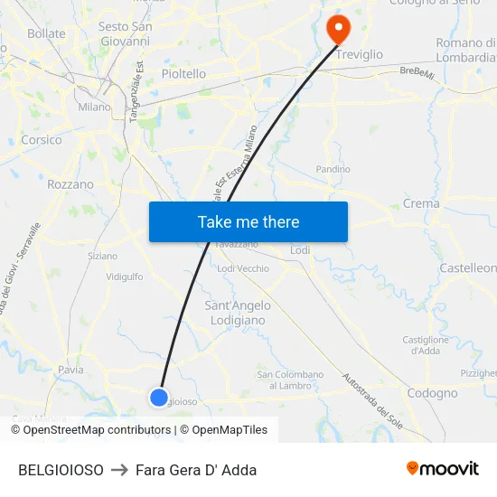 BELGIOIOSO to Fara Gera D' Adda map