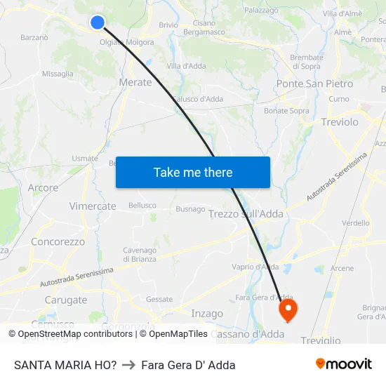 Santa Maria Ho? to Fara Gera D' Adda map