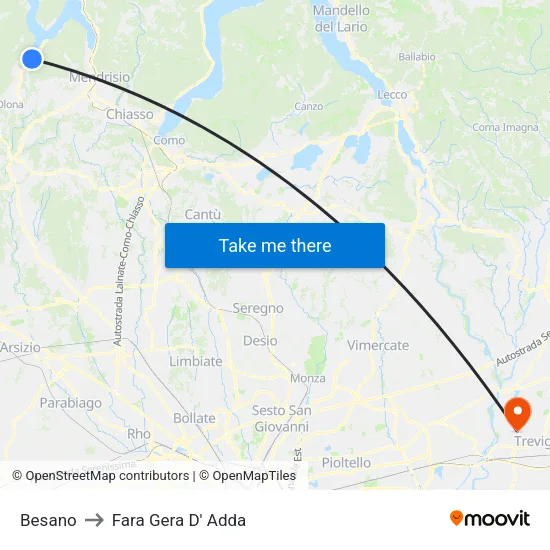 Besano to Fara Gera D' Adda map