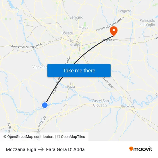 Mezzana Bigli to Fara Gera D' Adda map