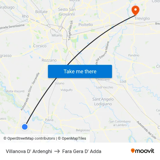 Villanova d'Ardenghi to Fara Gera D' Adda map