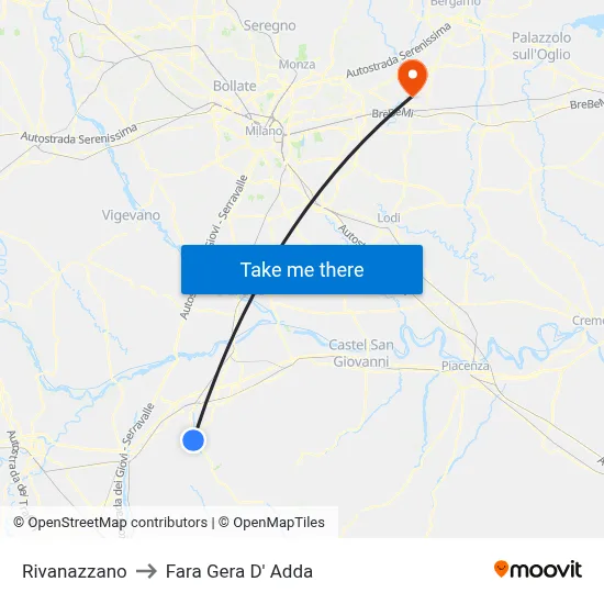 Rivanazzano to Fara Gera D' Adda map