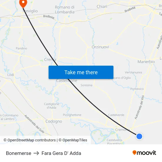 Bonemerse to Fara Gera D' Adda map