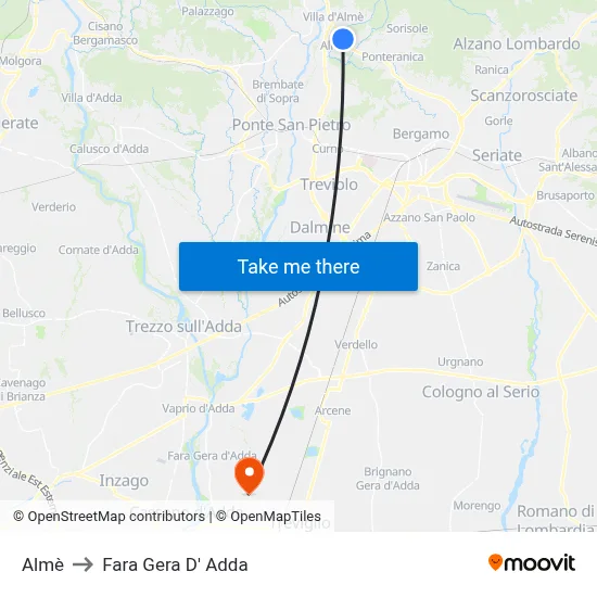 Almè to Fara Gera D' Adda map