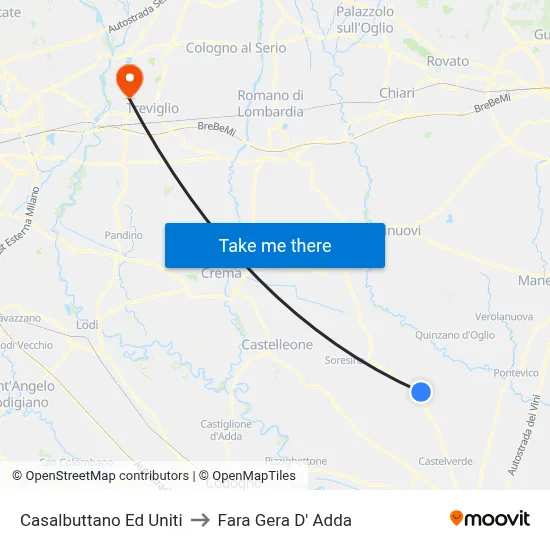Casalbuttano Ed Uniti to Fara Gera D' Adda map
