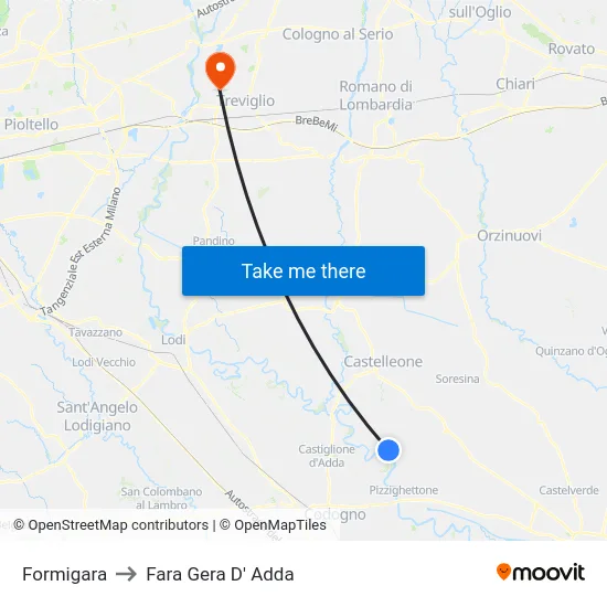 Formigara to Fara Gera D' Adda map