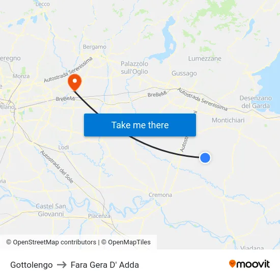 Gottolengo to Fara Gera D' Adda map