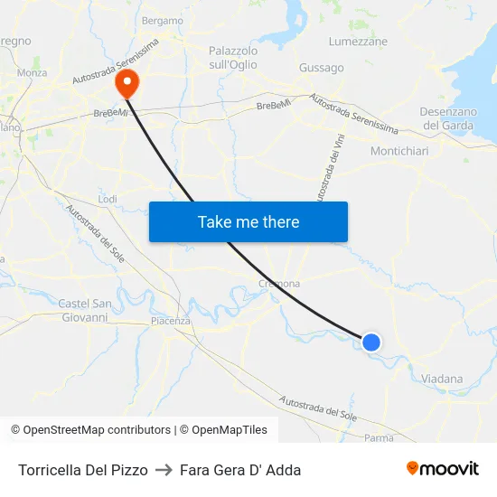 Torricella Del Pizzo to Fara Gera D' Adda map