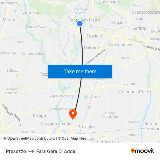 Presezzo to Fara Gera D' Adda map
