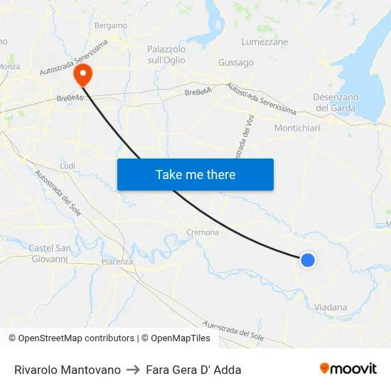 Rivarolo Mantovano to Fara Gera D' Adda map