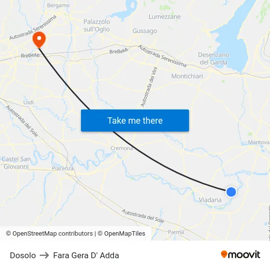 Dosolo to Fara Gera D' Adda map