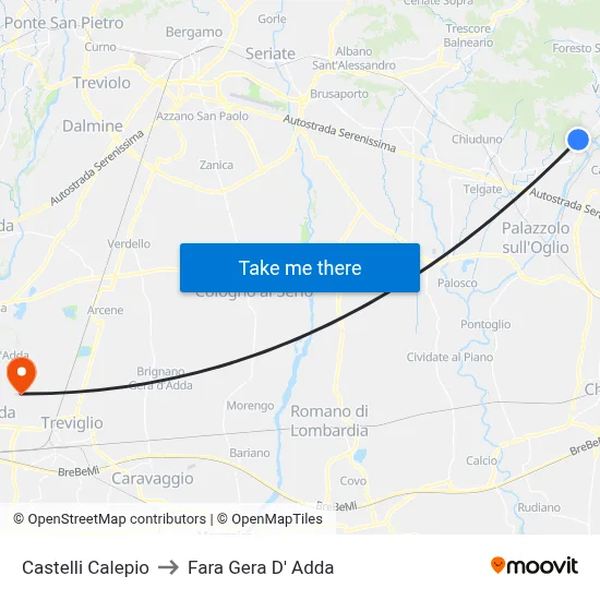 Castelli Calepio to Fara Gera D' Adda map