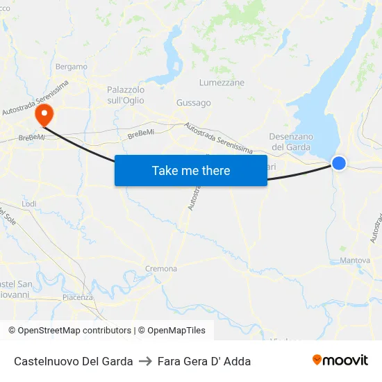Castelnuovo Del Garda to Fara Gera D' Adda map