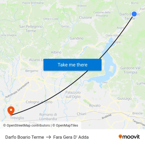 Darfo Boario Terme to Fara Gera D' Adda map