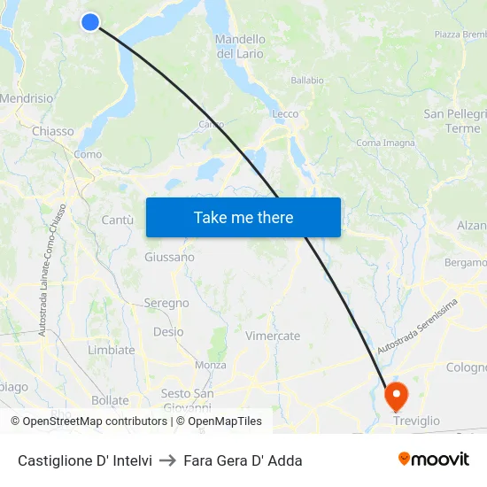 Castiglione D' Intelvi to Fara Gera D' Adda map