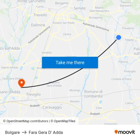 Bolgare to Fara Gera D' Adda map
