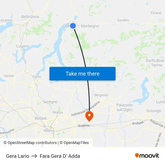 Gera Lario to Fara Gera D' Adda map