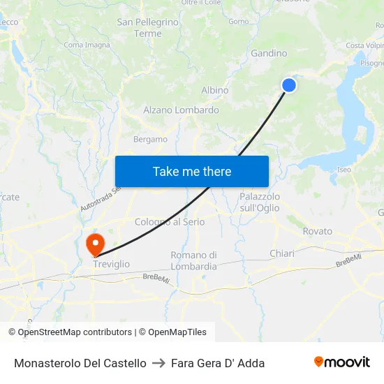 Monasterolo del Castello to Fara Gera D' Adda map
