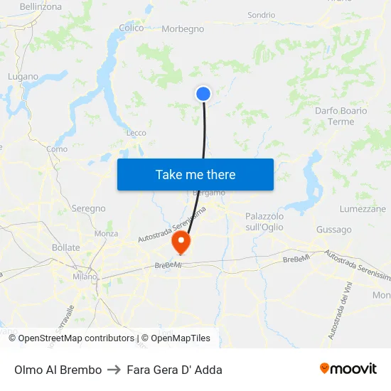 Olmo Al Brembo to Fara Gera D' Adda map