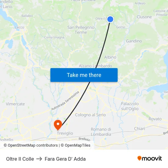 Oltre Il Colle to Fara Gera D' Adda map