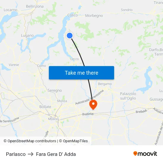 Parlasco to Fara Gera D' Adda map