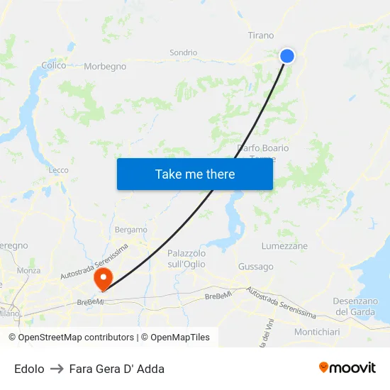 Edolo to Fara Gera D' Adda map