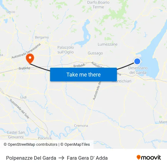 Polpenazze Del Garda to Fara Gera D' Adda map
