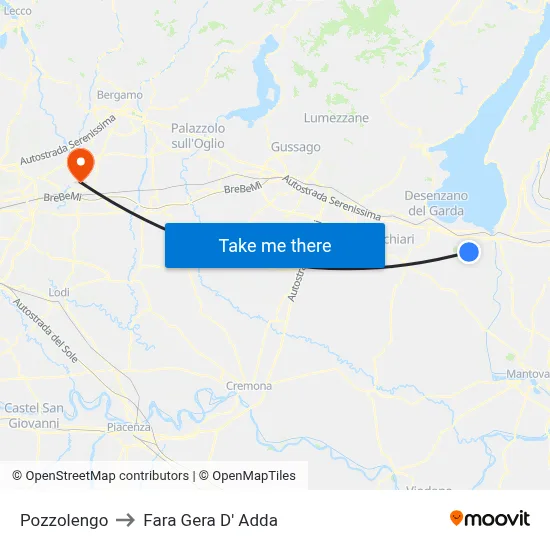 Pozzolengo to Fara Gera D' Adda map