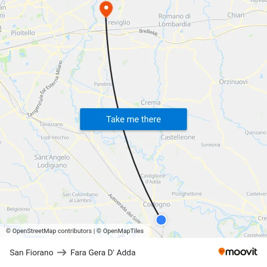 San Fiorano to Fara Gera D' Adda map