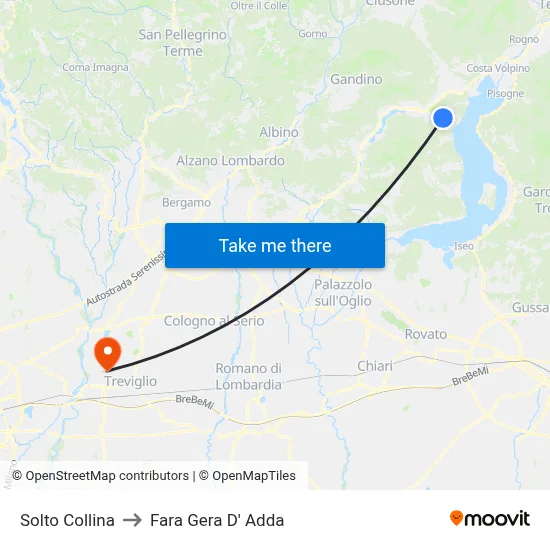 Solto Collina to Fara Gera D' Adda map