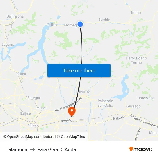 Talamona to Fara Gera D' Adda map