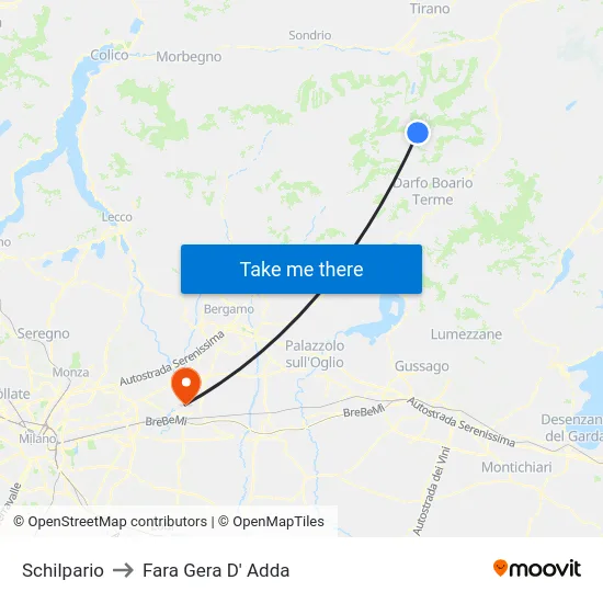 Schilpario to Fara Gera D' Adda map