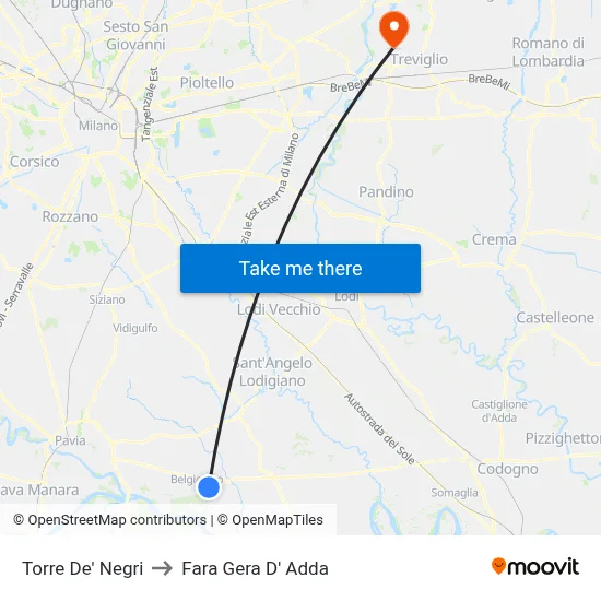 Torre De' Negri to Fara Gera D' Adda map
