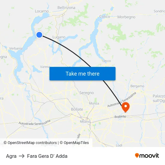 Agra to Fara Gera D' Adda map