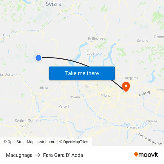 Macugnaga to Fara Gera D' Adda map