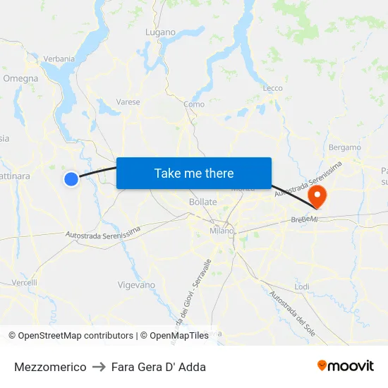 Mezzomerico to Fara Gera D' Adda map