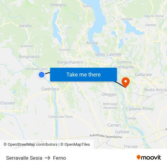 Serravalle Sesia to Ferno map