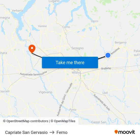Capriate San Gervasio to Ferno map