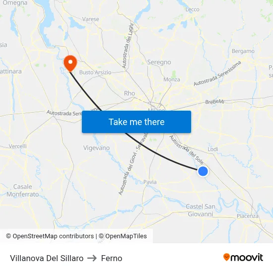 Villanova Del Sillaro to Ferno map