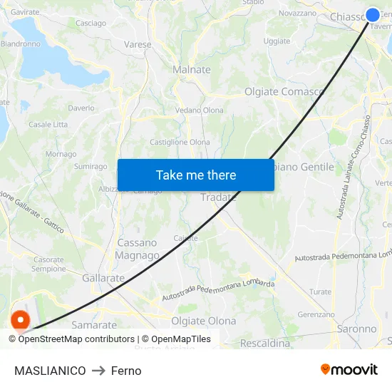 Maslianico to Ferno map