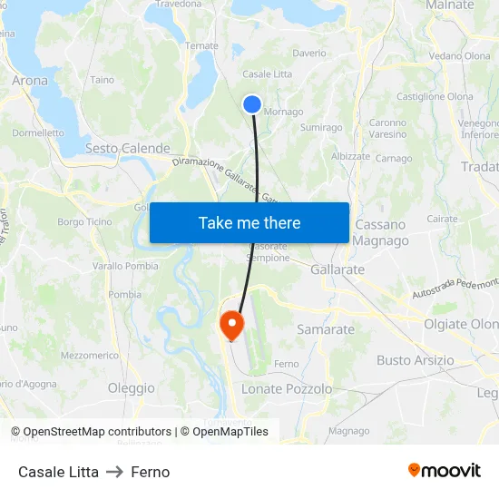 Casale Litta to Ferno map
