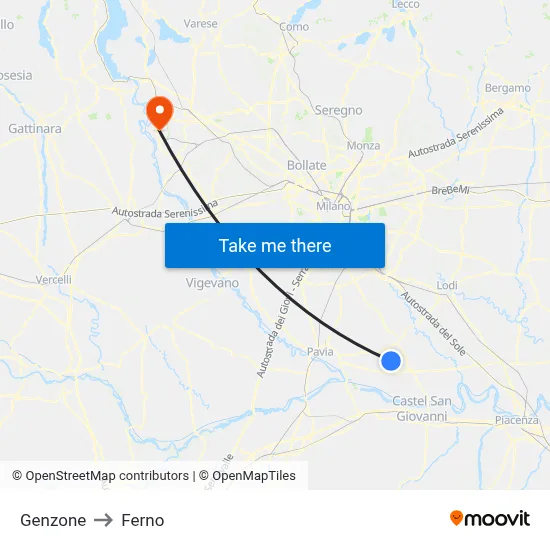 Genzone to Ferno map