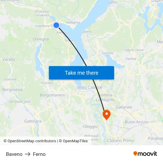 Baveno to Ferno map