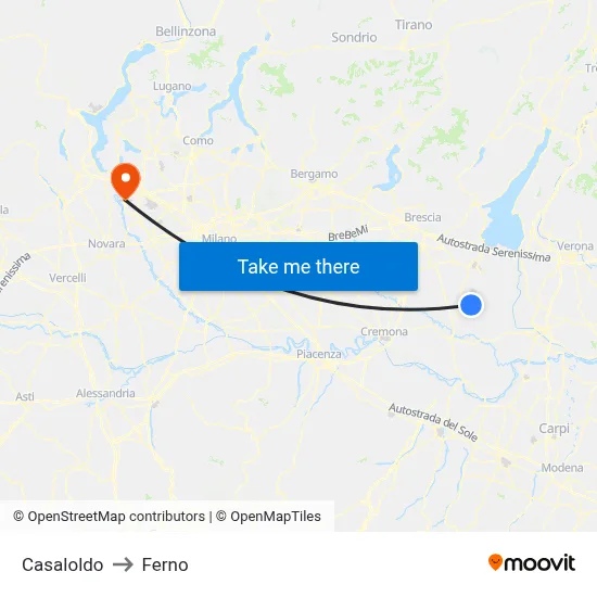 Casaloldo to Ferno map