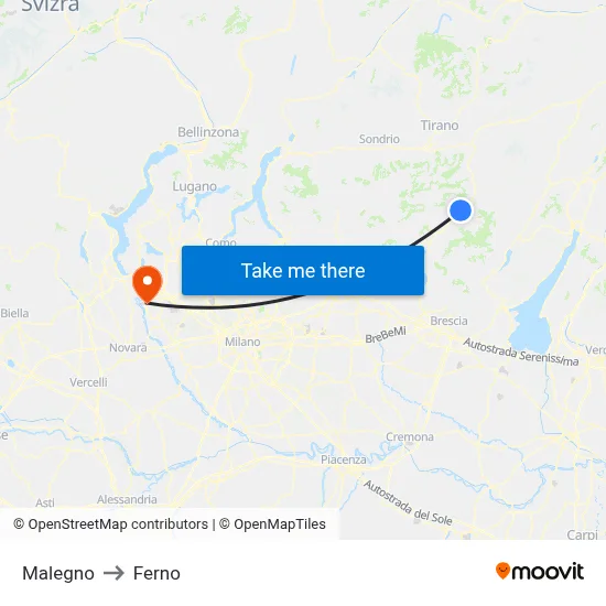 Malegno to Ferno map