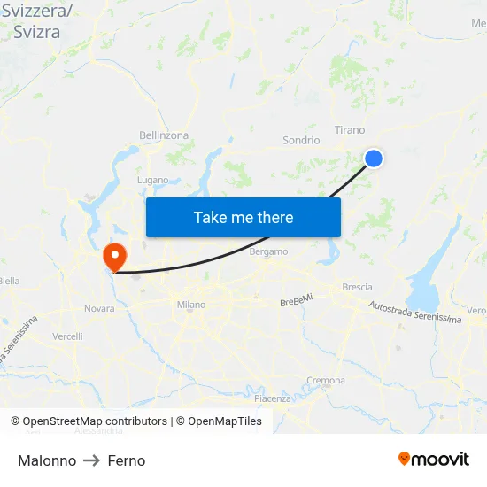 Malonno to Ferno map