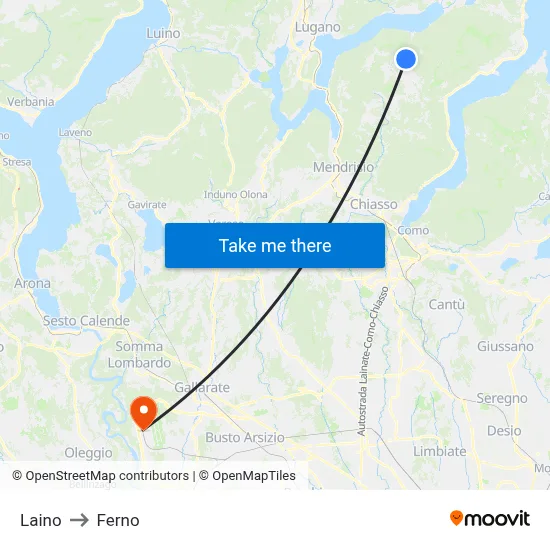 Laino to Ferno map