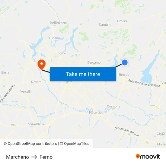 Marcheno to Ferno map