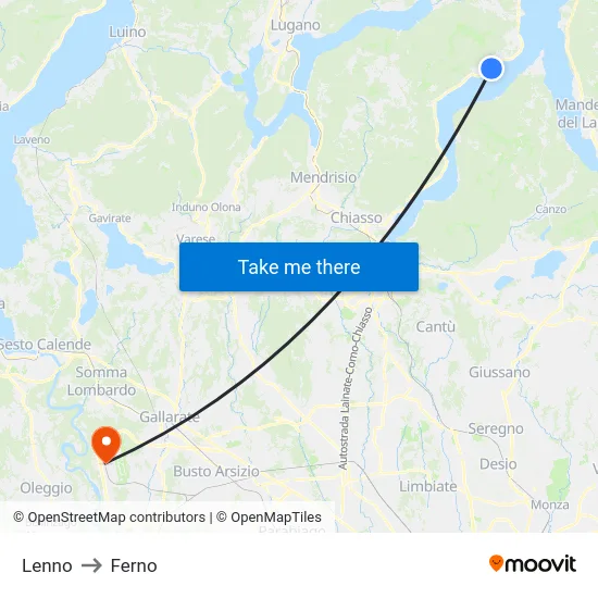 Lenno to Ferno map